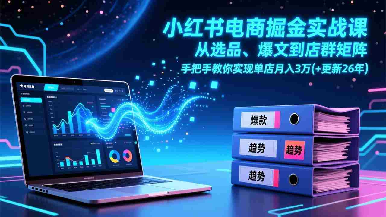 （17290期）小红书电商掘金实战课，从选品、爆文到店群矩阵，手把手教你实现单店月入3万+(更新26年)-极速网创