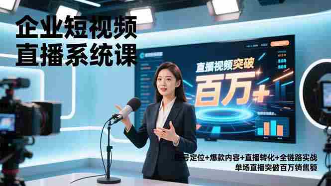 （16878期）企业短视频直播系统课，账号定位+爆款内容+直播转化+全链路实战，单场直播突破百万销售额-极速网创