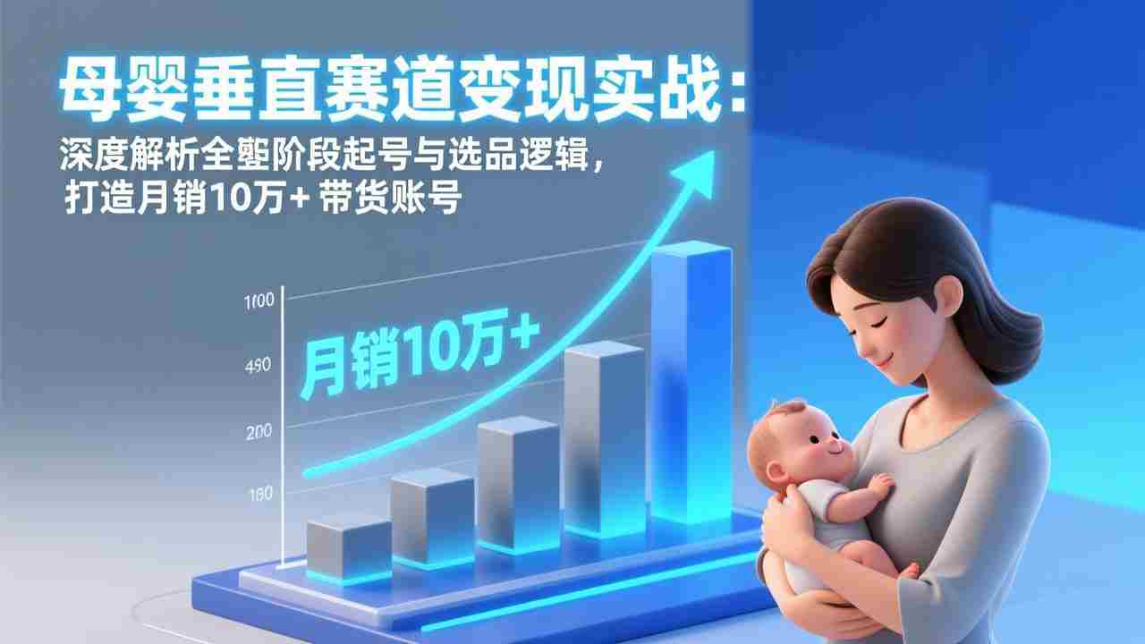 （17233期）母婴垂直赛道变现实战：深度解析三大阶段起号与选品逻辑，打造月销10万+带货账号-极速网创