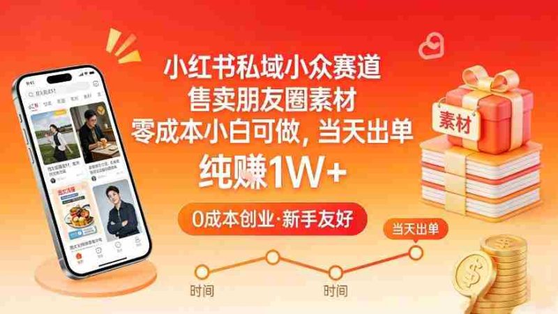小红书私域小众赛道，售卖朋友圈素材，零成本小白可做，当天出单，月入1W+-极速网创