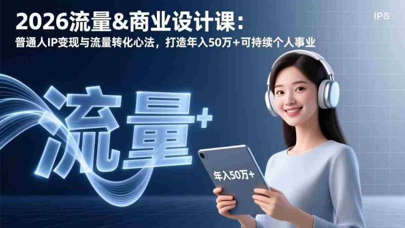 (17246期)2026流量&商业设计课:普通人IP变现与流量转化心法,打造年入50万+可持续个人事业-极速网创