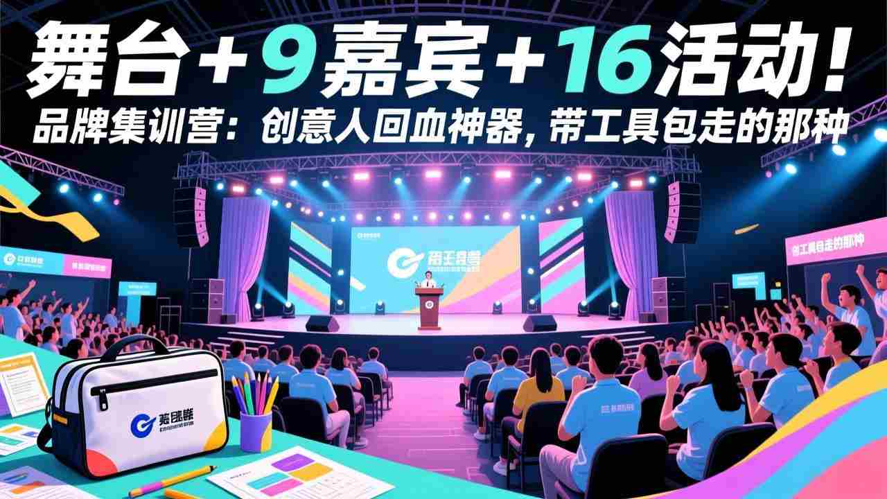 （17413期）舞台 + 9 嘉宾 + 16 活动！品牌集训营：创意人回血神器，带工具包走的那种-极速网创