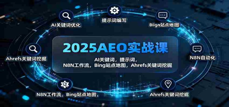 2025AEO实战课：AI关键词，提示词，N8N工作流，Bing站点地图，Ahrefs关键词挖掘-极速网创