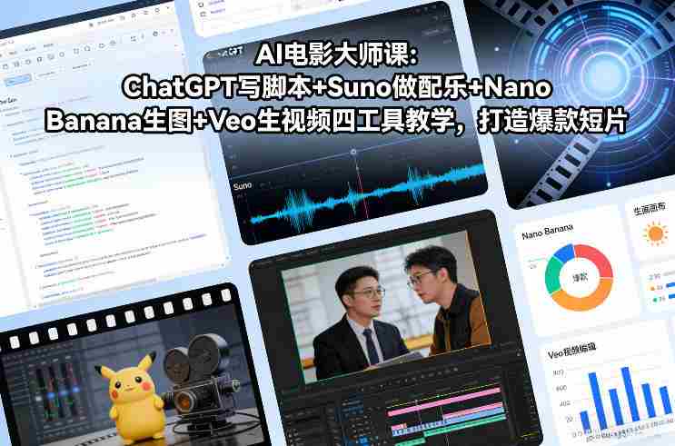 AI电影大师课：ChatGPT写脚本+Suno做配乐+Nano Banana生图+Veo生视频，打造爆款短片-极速网创