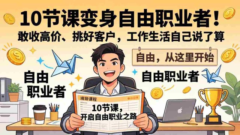 （17663期）10 节课变身自由职业者！敢收高价、挑好客户，工作生活自己说了算-极速网创