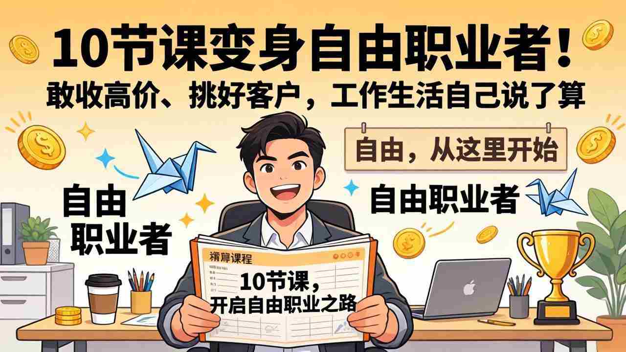 （17663期）10 节课变身自由职业者！敢收高价、挑好客户，工作生活自己说了算-极速网创