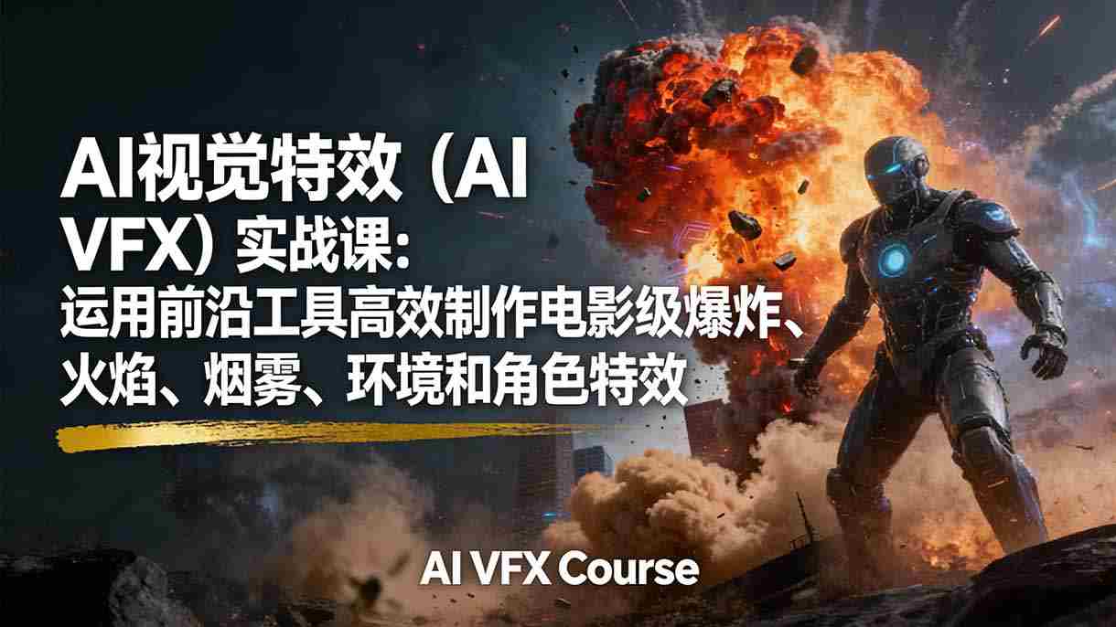 （17212期）AI视觉特效（AI VFX）实战课：运用前沿工具高效制作电影级爆炸、火焰、烟雾、环境和角色特效-极速网创