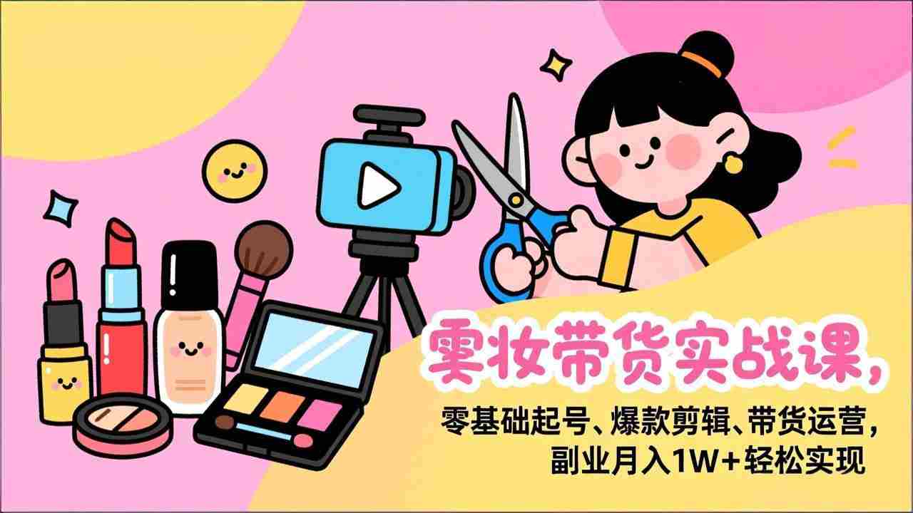 （17189期）美妆带货实战课，零基础起号、爆款剪辑、带货运营，副业月入1W+轻松实现-极速网创