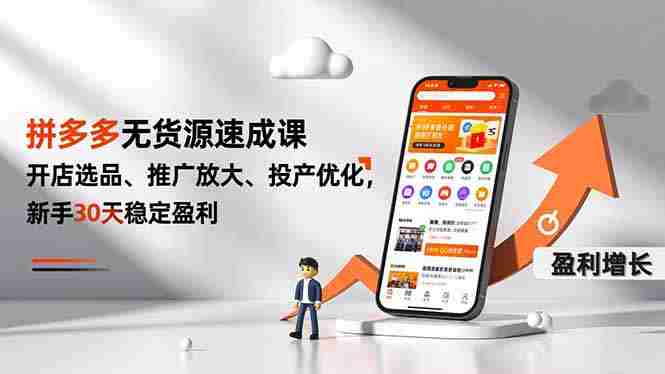 （16785期）拼多多无货源速成课，开店选品、推广放大、投产优化，新手30天稳定盈利-极速网创