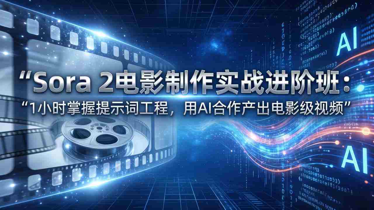 （17679期）Sora 2电影制作实战进阶班：1小时掌握提示词工程，用AI合作产出电影级视频-极速网创