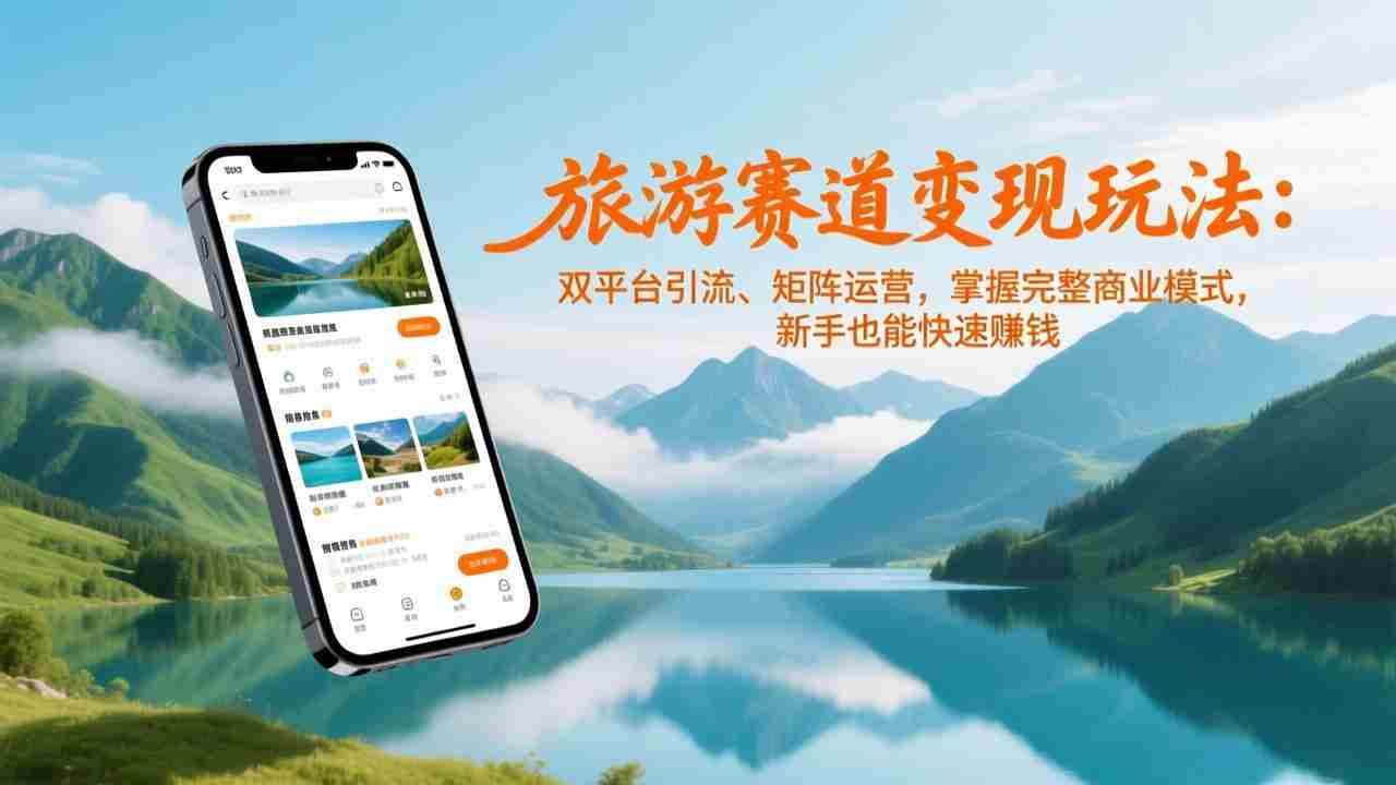 （17153期）旅游赛道变现玩法：双平台引流、矩阵运营，掌握完整商业模式，新手也能快速赚钱-极速网创