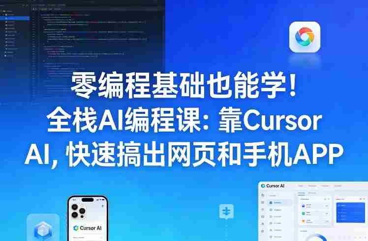 零编程基础也能学！全栈AI编程课：靠Cursor AI，快速搞出网页和手机APP-极速网创