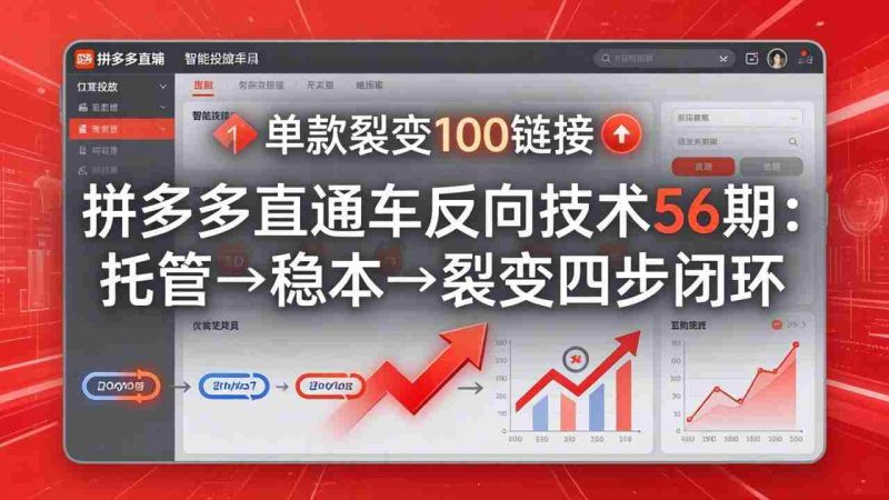 （17737期）拼多多直通车反向技术56期：托管→稳本→裂变四步闭环，单款裂变100链接抢占核心流量-极速网创