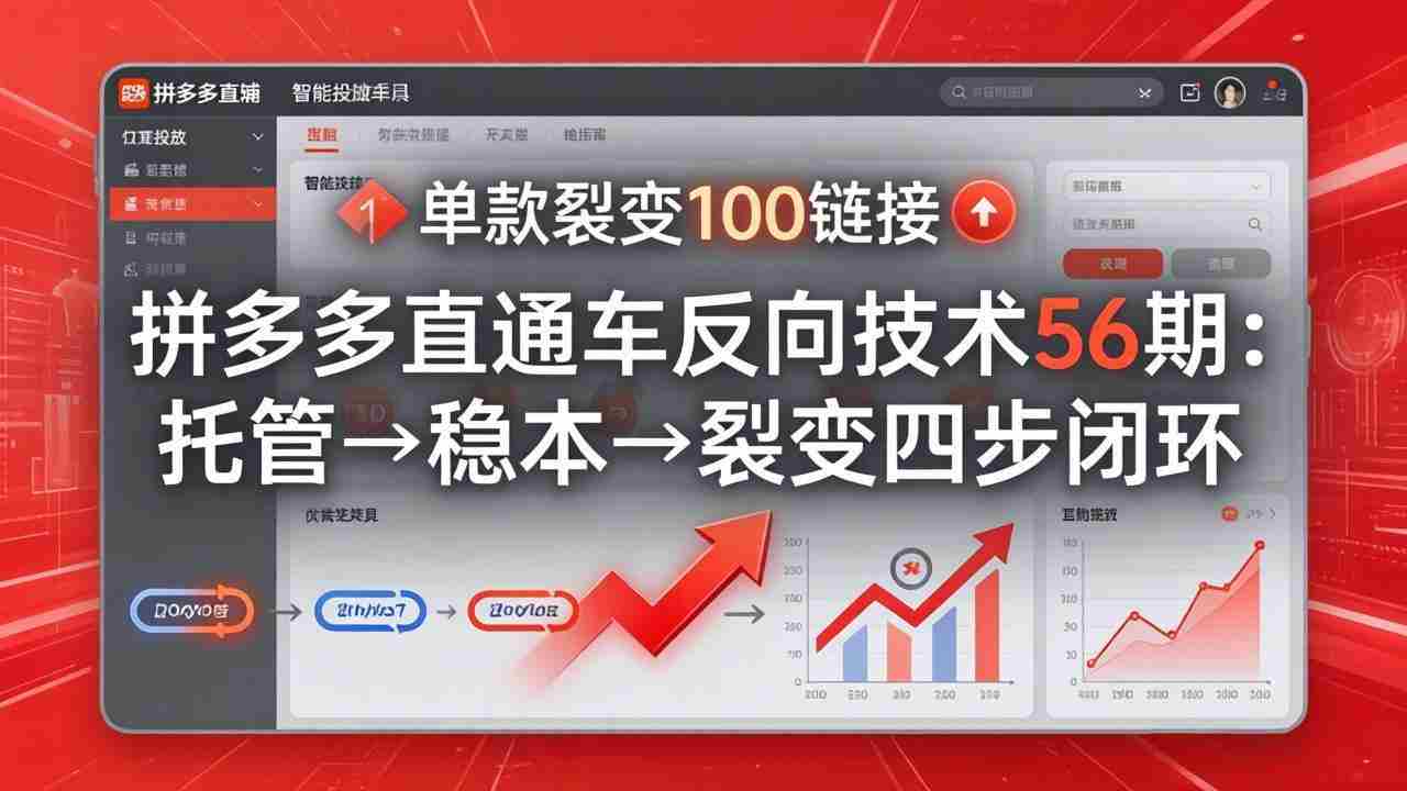 （17737期）拼多多直通车反向技术56期：托管→稳本→裂变四步闭环，单款裂变100链接抢占核心流量-极速网创