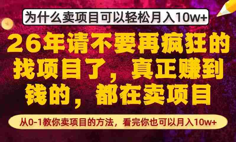 为什么真正賺到钱的都在卖项目，从0-1教你卖项目的方法，看完你也可以月入10w+【揭秘】-极速网创
