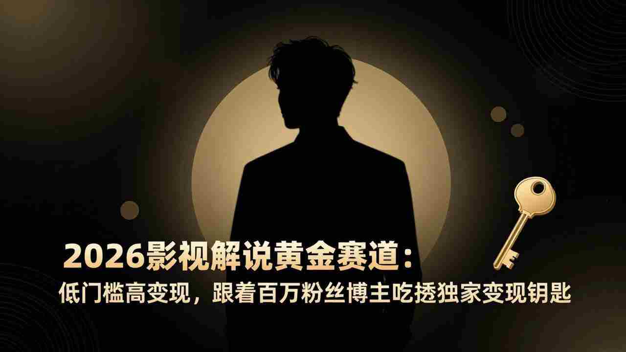 （17721期）2026影视解说黄金赛道：低门槛高变现，跟着百万粉丝博主吃透独家变现钥匙-极速网创