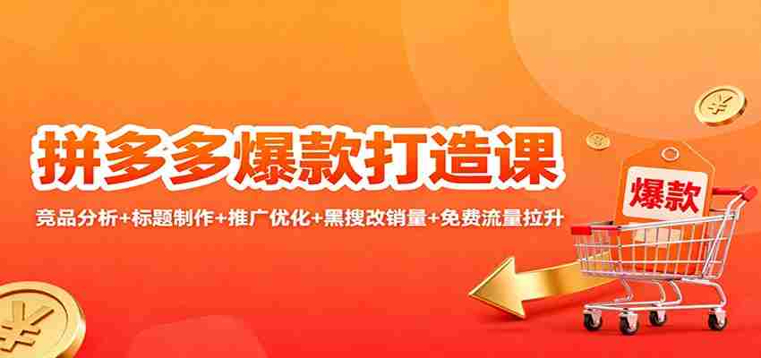 拼多多爆款打造课：竞品分析+标题制作+推广优化+黑搜改销量+免费流量拉升-极速网创