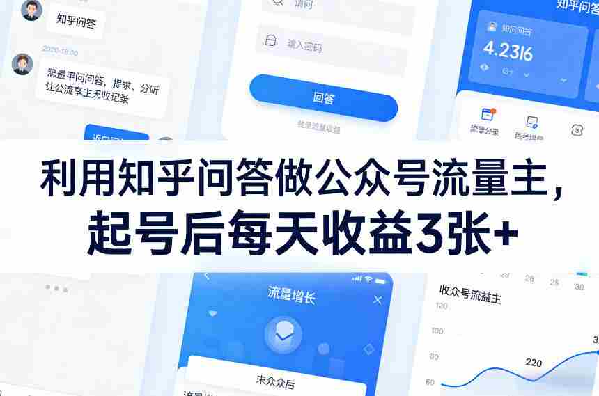 利用知乎问答做公众号流量主，起号后每天收益3张+-极速网创