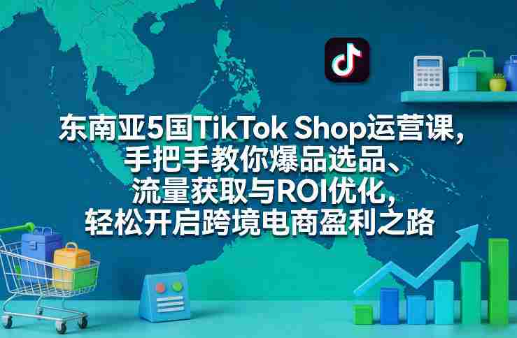 东南亚5国TikTok Shop运营课，手把手教你爆品选品、流量获取与ROI优化，轻松开启跨境电商盈利之路-极速网创