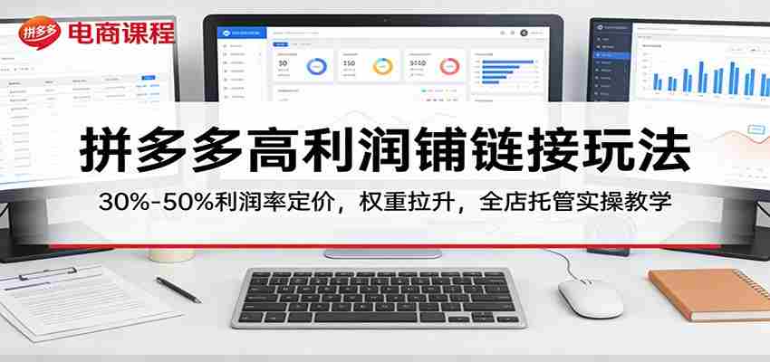 拼多多高利润铺链接玩法：30%–50%利润率定价，权重拉升，全店托管实操教学-极速网创