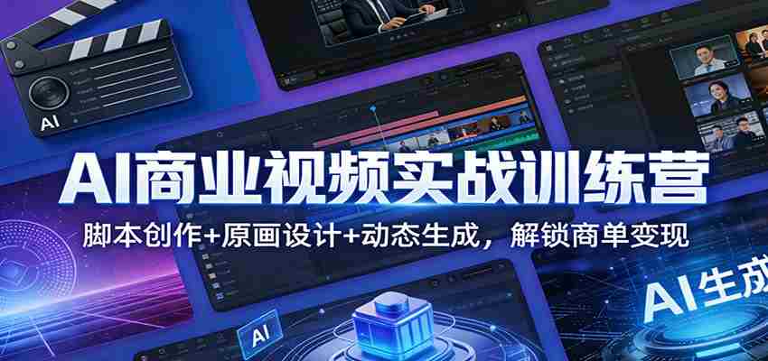 AI商业视频实战训练营：脚本创作+原画设计+动态生成，解锁商单变现-极速网创