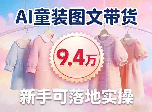 AI童装图文带货拆解,累计出单9.4W,新手可落地实操-极速网创