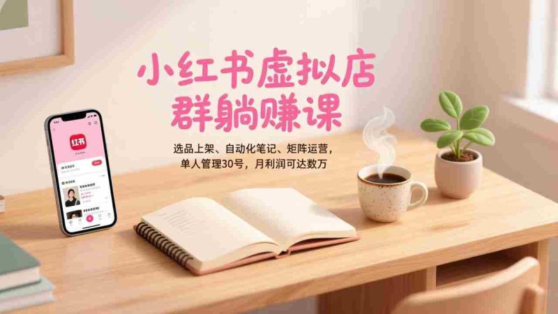 (17072期)小红书虚拟店群躺赚课,选品上架、自动化笔记、矩阵运营,单人管理30号,月利润可达数万-极速网创