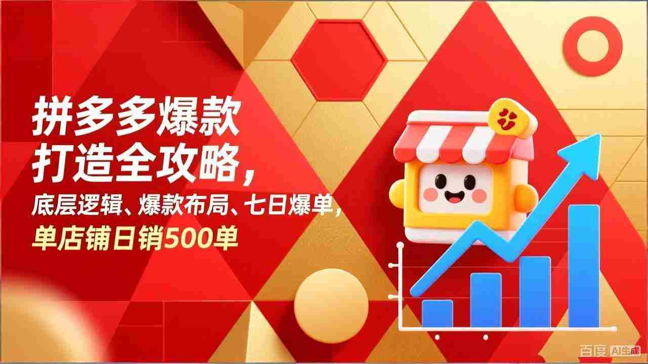 （17346期）拼多多爆款打造全攻略，底层逻辑、爆款布局、七日爆单，单店铺日销500单-极速网创