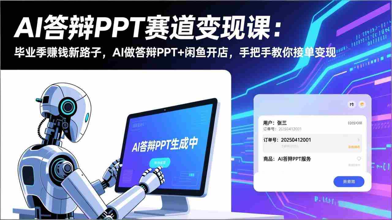 （17546期）AI答辩PPT赛道变现课：毕业季赚钱新路子，AI做答辩PPT+闲鱼开店，手把手教你接单变现-极速网创