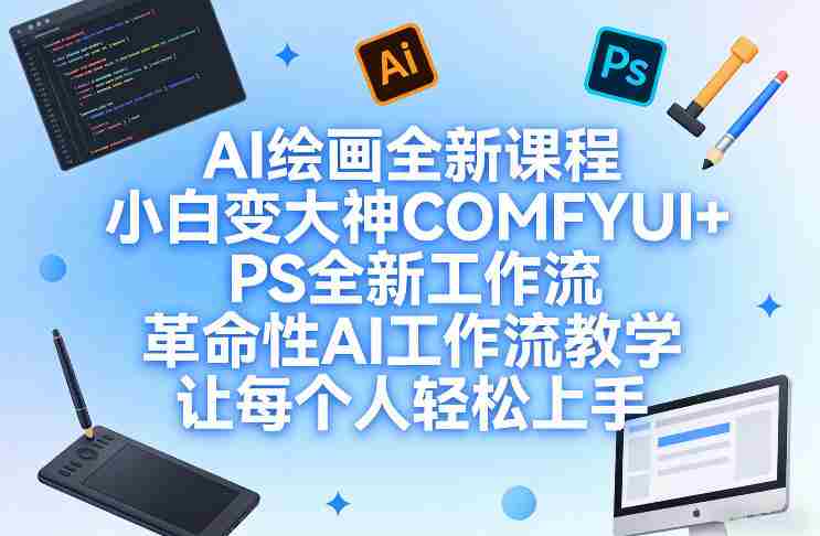 AI绘画全新课程，小白变大神COMFYUI+PS全新工作流，革命性AI工作流教学，让每个人轻松上手-极速网创