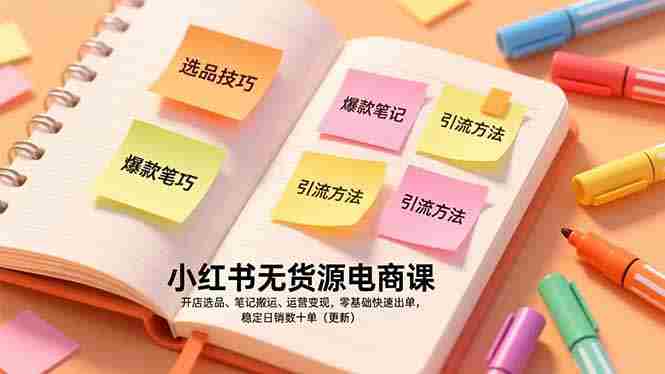 （17018期）小红书无货源电商课，开店选品、笔记搬运、运营变现，零基础快速出单，稳定日销数十单（更新）-极速网创