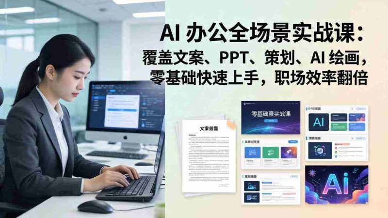 (17732期) AI 办公全场景实战课:覆盖文案、PPT、策划、AI 绘画,零基础快速上手,职场效率翻倍-极速网创