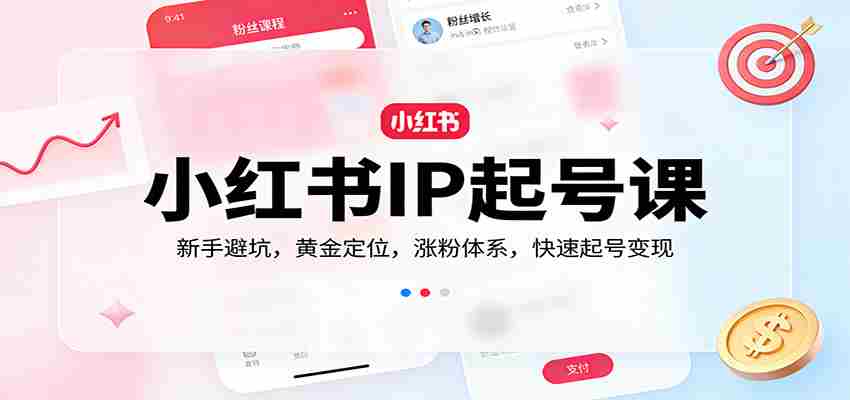 小红书IP起号课：新手避坑，黄金定位，涨粉体系，快速起号变现-极速网创