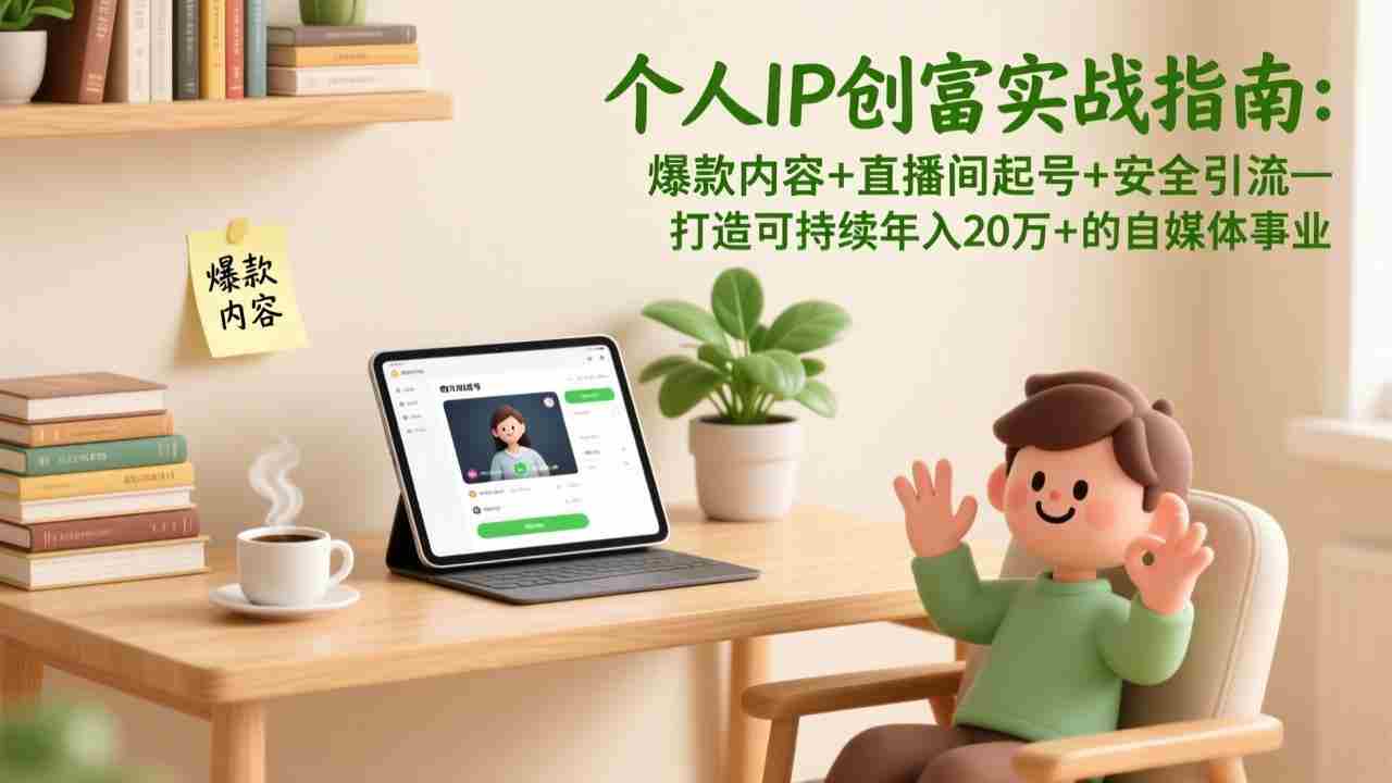（17217期）个人IP创富实战指南：爆款内容+直播间起号+安全引流，打造可持续年入20万+的自媒体事业-极速网创