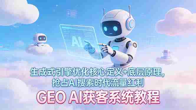 （17604期）GEO AI获客系统教程：生成式引擎优化核心定义+底层原理，抢占AI搜索时代流量红利-极速网创