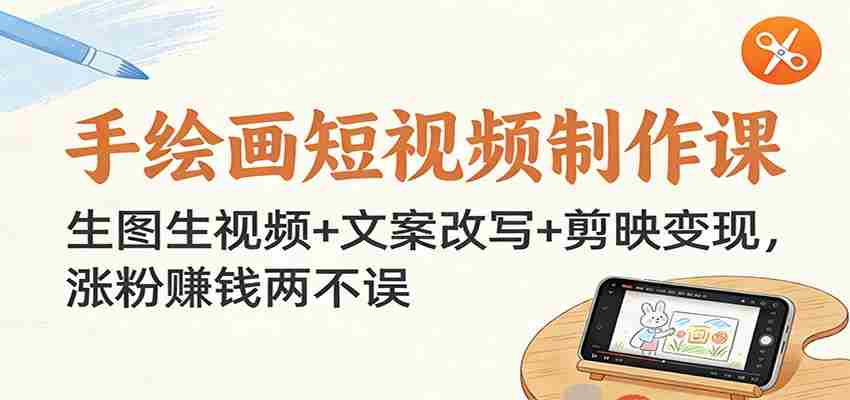 手绘画短视频制作课：生图生视频+文案改写+剪映变现，涨粉赚钱两不误-极速网创