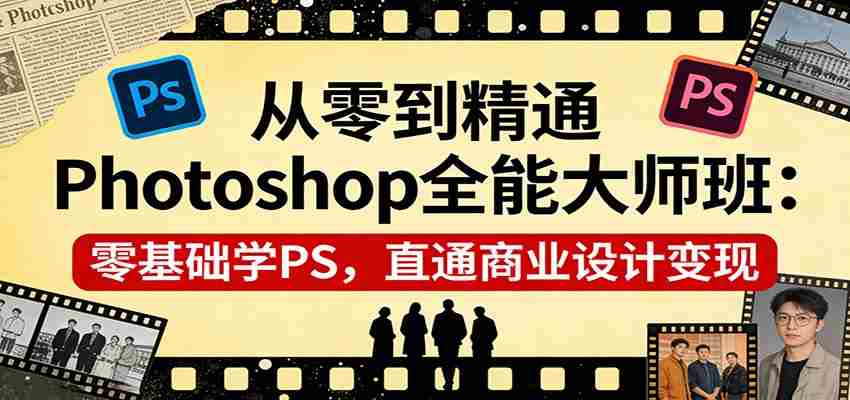 从零到精通Photoshop全能大师班：零基础学PS，直通商业设计变现-极速网创