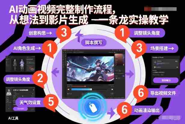 AI动画视频完整制作流程，从想法到影片生成一条龙实操教学-极速网创