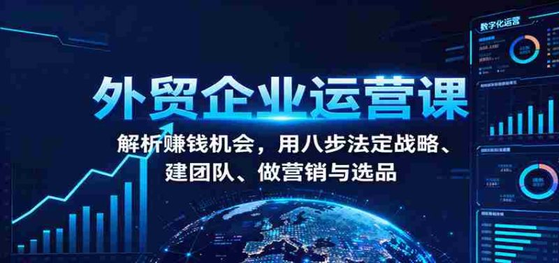 外贸企业运营课：解析赚钱机会，用八步法定战略、建团队、做营销与选品-极速网创