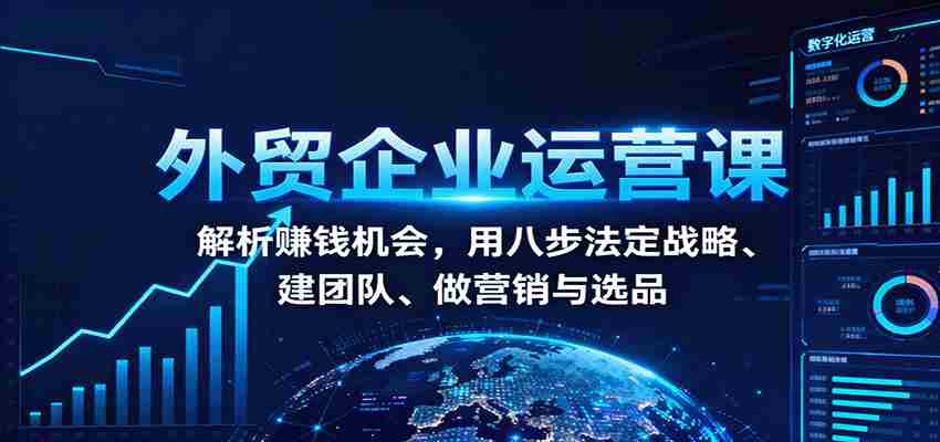 外贸企业运营课：解析赚钱机会，用八步法定战略、建团队、做营销与选品-极速网创
