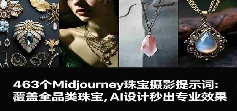 463个Midjourney珠宝摄影提示词：覆盖全品类珠宝，AI设计秒出专业效果-极速网创