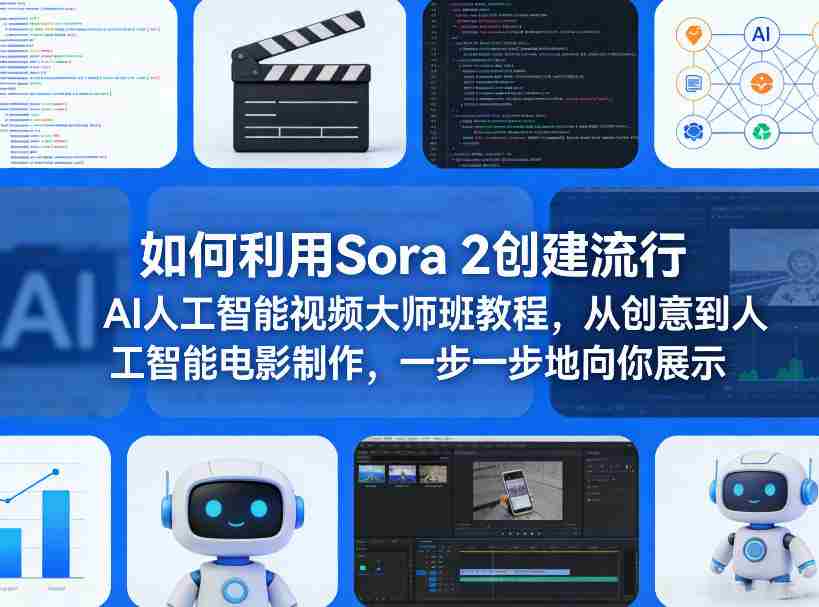 如何利用Sora 2创建流行AI人工智能视频大师班教程，从创意到人工智能电影制作，一步一步地向你展示-极速网创