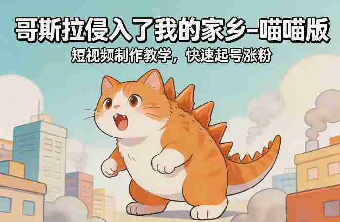 哥斯拉侵入了我的家乡–喵喵版短视频制作教学，快速起号涨粉-极速网创
