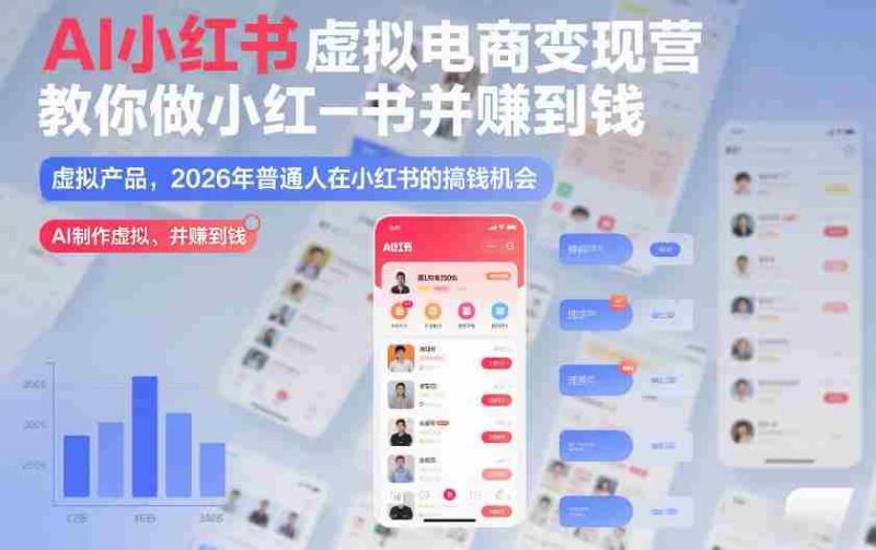 AI小红书虚拟电商变现营，教你做小红书并賺到钱，虚拟产品，2026年普通人在小红书的搞钱机会（更新中）-极速网创