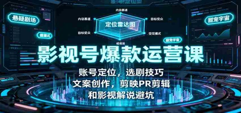 影视号爆款运营课：账号定位，选剧技巧，文案创作，剪映PR剪辑和影视解说避坑-极速网创