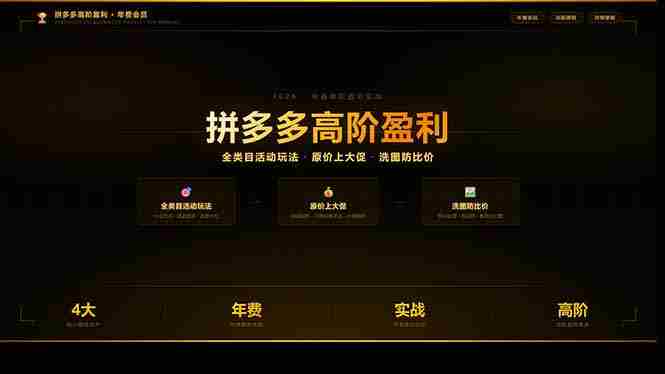 （17779期）拼多多高阶盈利年费会员：全类目活动玩法、原价上大促、洗图防比价等核心盈利技术(更新26年3月)-极速网创
