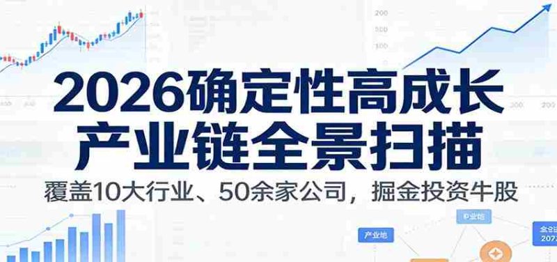付费文章：2026确定性高成长产业链全景扫描：覆盖10大行业、50余家公司，掘金投资牛股-极速网创