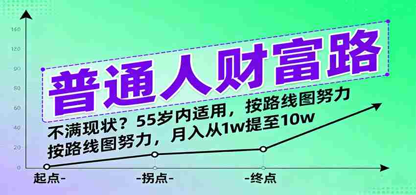 普通人财富路：不满现状？按路线图努力，月入从1w提至10w，55岁内适用-极速网创