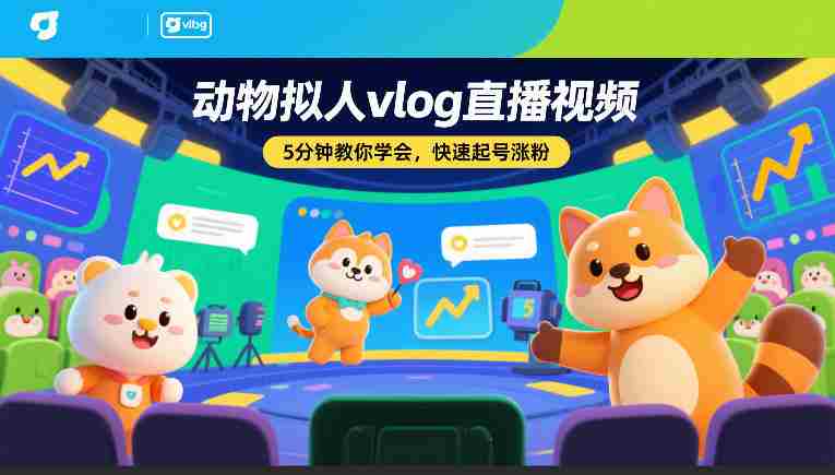 动物拟人vlog直播视频，5分钟教你学会，快速起号涨粉-极速网创