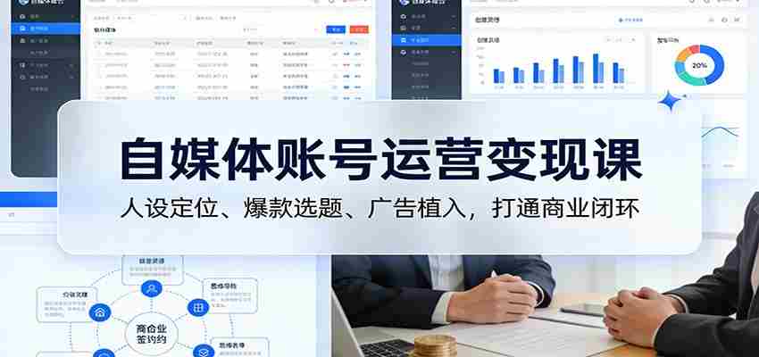 自媒体账号运营变现课：人设定位、爆款选题、广告植入，打通商业闭环-极速网创